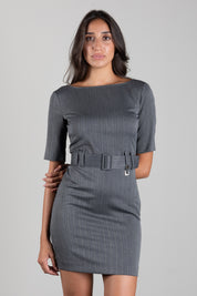 Patrizia Pepe Abito Mini Gessato con Cintura 8A0541 C0238 HERRINGBONE GRAY