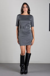 Patrizia Pepe Abito Mini Gessato con Cintura 8A0541 C0238 HERRINGBONE GRAY