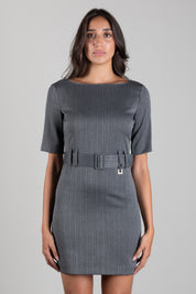 Patrizia Pepe Abito Mini Gessato con Cintura 8A0541 C0238 HERRINGBONE GRAY