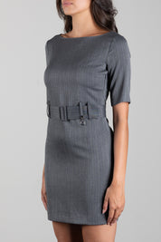 Patrizia Pepe Abito Mini Gessato con Cintura 8A0541 C0238 HERRINGBONE GRAY