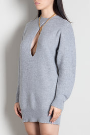 Elisabetta Franchi Abito Mini In Maglia con Dettagli Cut-out AM23T66E2 GRIGIO MELANGE