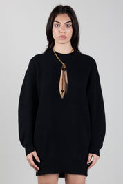 Elisabetta Franchi Abito Mini In Maglia con Dettagli Cut-out AM23T66E2 NERO