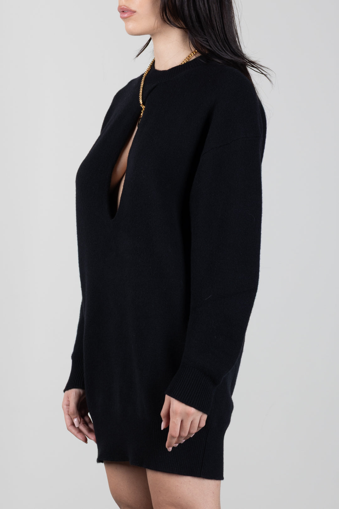 Elisabetta Franchi Abito Mini In Maglia con Dettagli Cut-out AM23T66E2 NERO