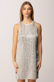 Patrizia Pepe Abito Mini In Tulle con Paillettes Waterfall 2A3002 A672 WOLLY WHITE & SILVER