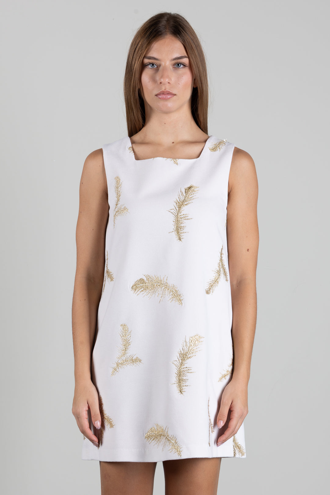 Elisabetta Franchi Bambina Abito Mini Jacquard con Piume In Lurex EFAB7130TV165.0015
