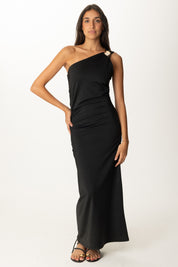 Khloe Femme Abito Monospalla con Accessorio Gioiello NERO