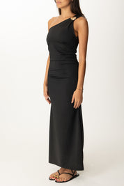 Khloe Femme Abito Monospalla con Accessorio Gioiello NERO