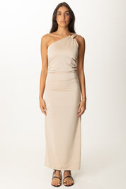 Khloe Femme Abito Monospalla con Accessorio Gioiello SABBIA