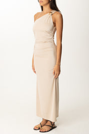 Khloe Femme Abito Monospalla con Accessorio Gioiello SABBIA