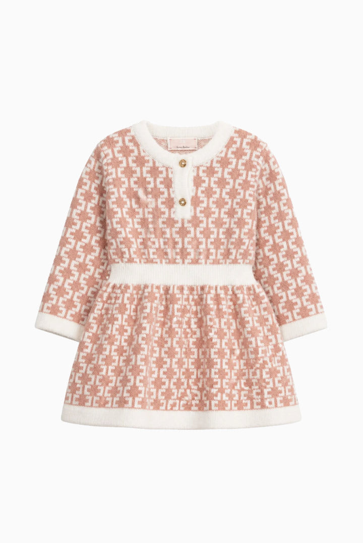 Elisabetta Franchi Bambina Abito Neonata In Maglia con Motivo Monogramma ENAB078CFL139.D777