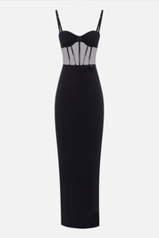 Elisabetta Franchi Abito Red Carpet con Bustier In Tulle ABR1456E2 NERO