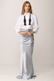 Elisabetta Franchi Abito Red Carpet con Camicia e Papillon ABR3957E2 BIANCO/STARLIGHT