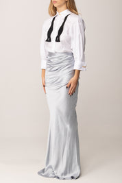 Elisabetta Franchi Abito Red Carpet con Camicia e Papillon ABR3957E2 BIANCO/STARLIGHT