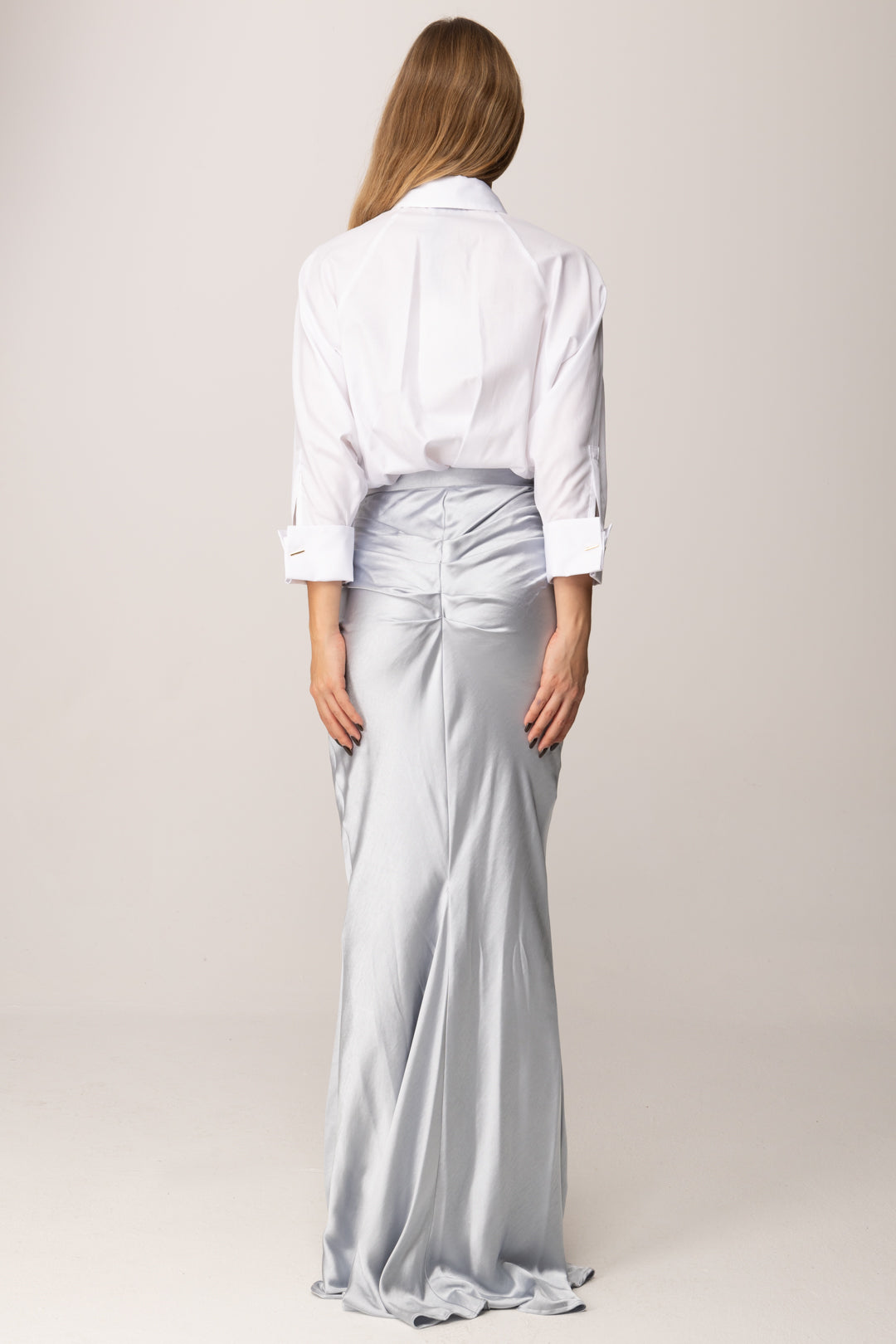 Elisabetta Franchi Abito Red Carpet con Camicia e Papillon ABR3957E2 BIANCO/STARLIGHT