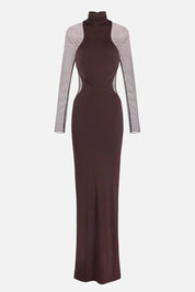 Elisabetta Franchi Abito Red Carpet con Inserti In Tulle ABR2262E2 CACAO