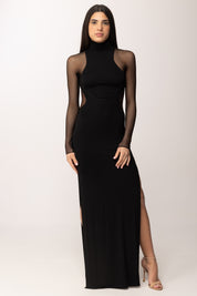 Elisabetta Franchi Abito Red Carpet con Inserti In Tulle ABR2262E2 NERO