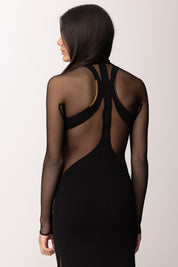 Elisabetta Franchi Abito Red Carpet con Inserti In Tulle ABR2262E2 NERO