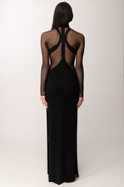 Elisabetta Franchi Abito Red Carpet con Inserti In Tulle ABR2262E2 NERO