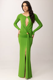 Elisabetta Franchi Abito Red Carpet con Keyhole e Dettagli Gioiello ABR1461E2 ALOE