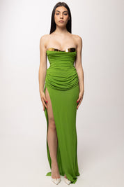Elisabetta Franchi Abito Red Carpet con Retro Bustier ABR3562E2 ALOE/NERO