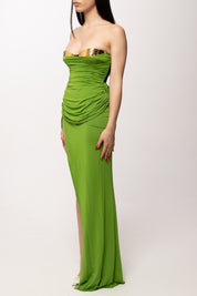 Elisabetta Franchi Abito Red Carpet con Retro Bustier ABR3562E2 ALOE/NERO