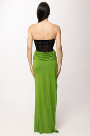 Elisabetta Franchi Abito Red Carpet con Retro Bustier ABR3562E2 ALOE/NERO