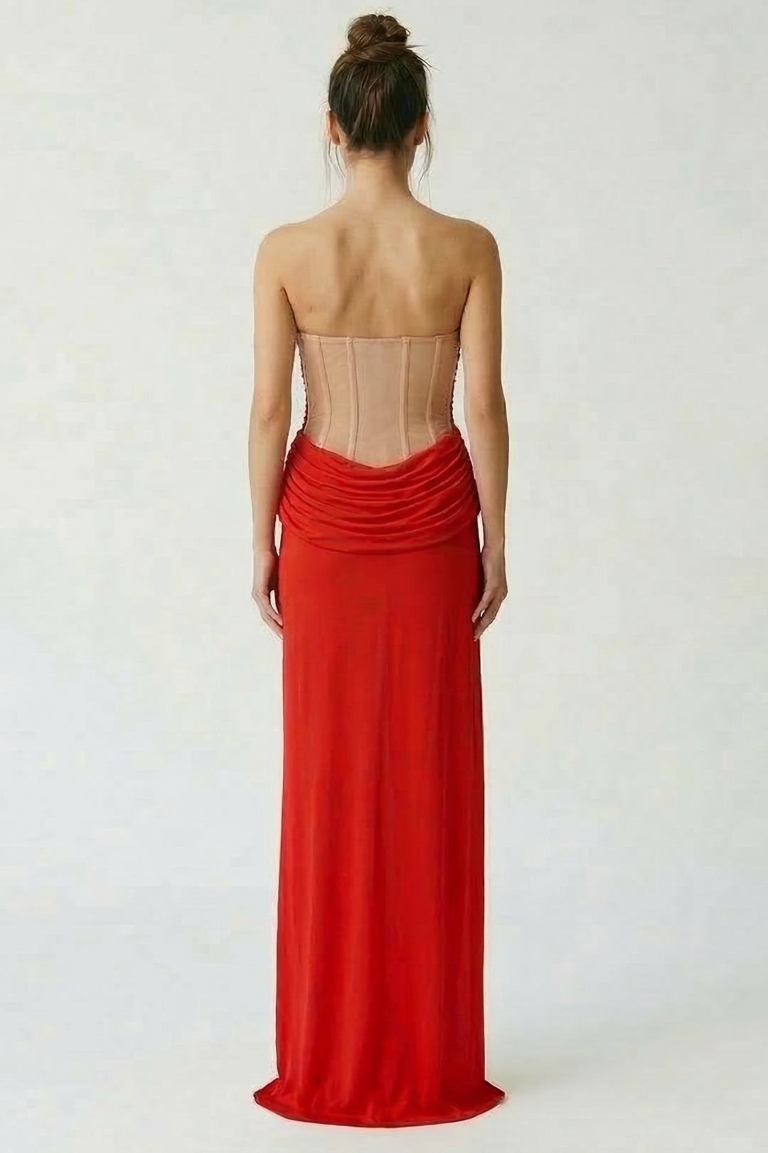 Elisabetta Franchi Abito Red Carpet con Retro Bustier ABR3562E2 LACCA/NUDE