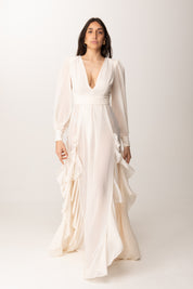 Elisabetta Franchi Abito Red Carpet con Ruches ABRT252E2 BURRO