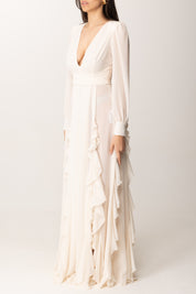 Elisabetta Franchi Abito Red Carpet con Ruches ABRT252E2 BURRO