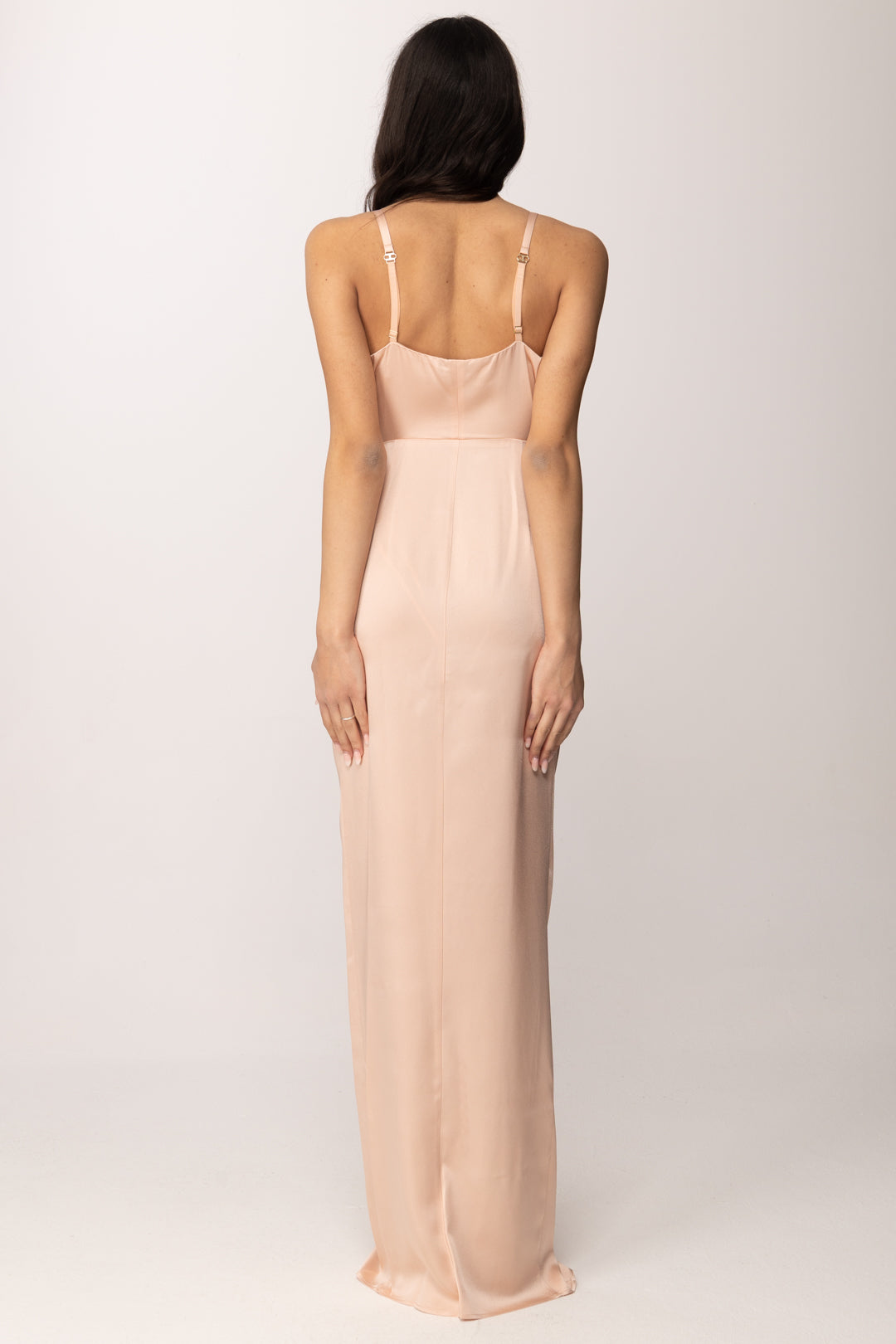 Elisabetta Franchi Abito Red Carpet con Scollo Ricamato ABR4862E2 NUDE