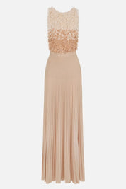 Elisabetta Franchi Abito Red Carpet con Top Floreale In Tulle ABR4462E2 CARNE/BURRO