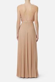 Elisabetta Franchi Abito Red Carpet con Top Floreale In Tulle ABR4462E2 CARNE/BURRO