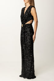 Elisabetta Franchi Abito Red Carpet Full Paillettes con Cut Out ABR4852E2 NERO