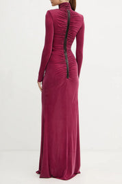 Elisabetta Franchi Abito Red Carpet In Cupro con Coulisse ABR0957E2 MERLOT