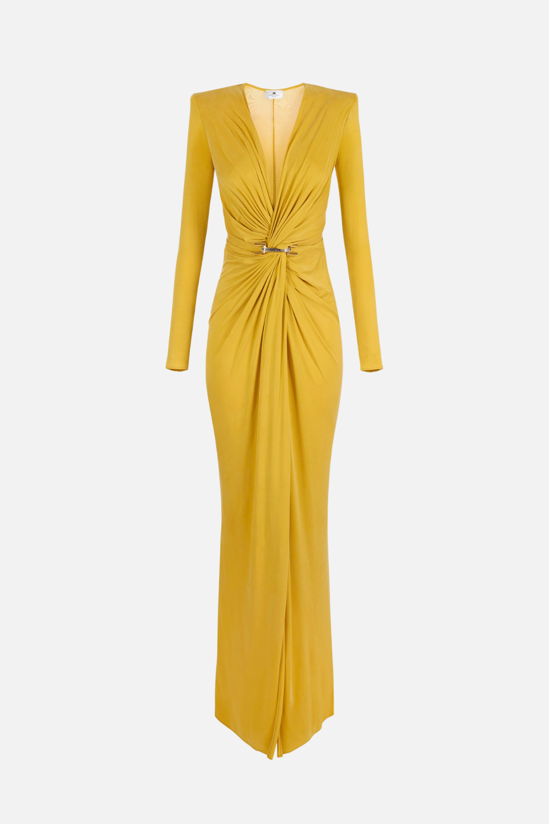 Elisabetta Franchi Abito Red Carpet In Cupro con Gioiello e Drappeggi ABR2961E2 SUN