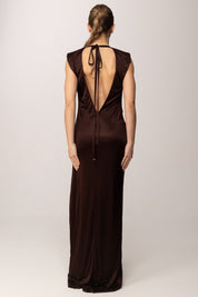 Elisabetta Franchi Abito Red Carpet In Jersey Di Viscosa Lucida ABR2461E2 CACAO