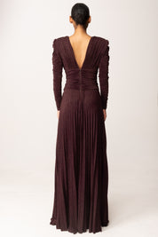 Elisabetta Franchi Abito Red Carpet In Jersey Lurex con Collana ABR4057E2 MERLOT