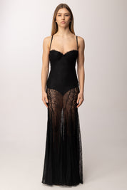 Elisabetta Franchi Abito Red Carpet In Pizzo a Sirena ABR0862E2 NERO