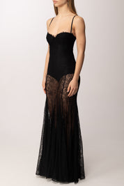 Elisabetta Franchi Abito Red Carpet In Pizzo a Sirena ABR0862E2 NERO