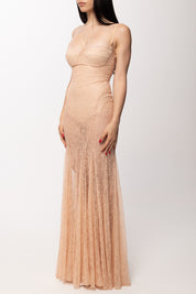 Elisabetta Franchi Abito Red Carpet In Pizzo a Sirena ABR0862E2 NUDE