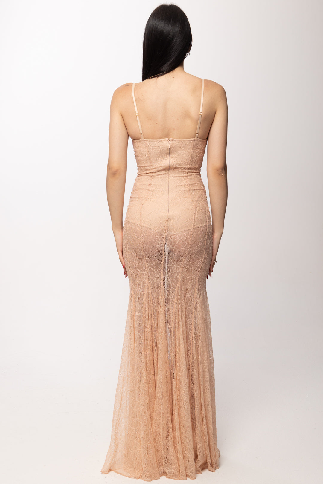 Elisabetta Franchi Abito Red Carpet In Pizzo a Sirena ABR0862E2 NUDE