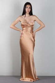 Elisabetta Franchi Abito Red Carpet In Raso con Drappeggi ABR1267E2 SUEDE