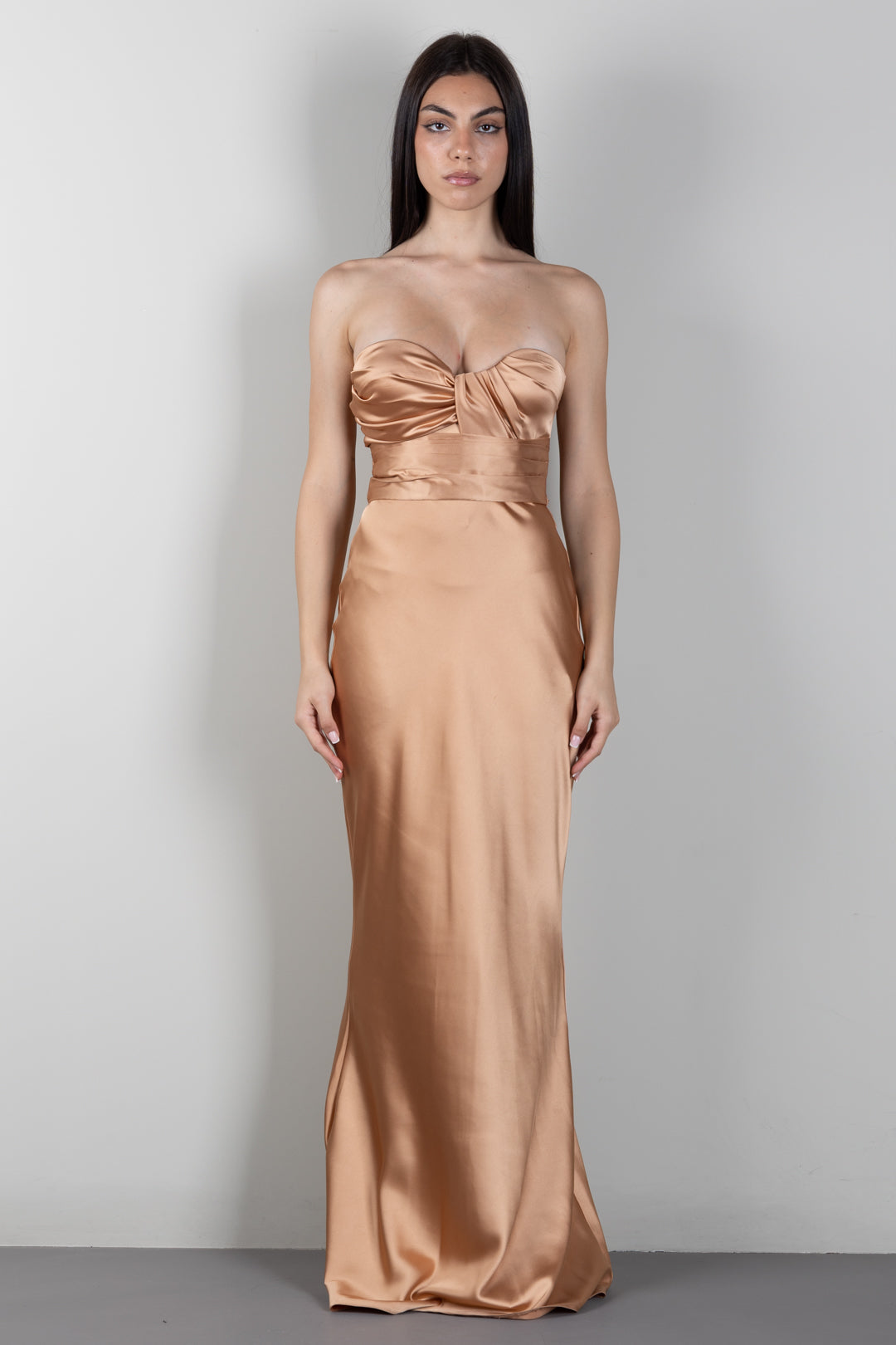 Elisabetta Franchi Abito Red Carpet In Raso con Drappeggi ABR1267E2 SUEDE