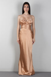 Elisabetta Franchi Abito Red Carpet In Raso con Drappeggi ABR1267E2 SUEDE