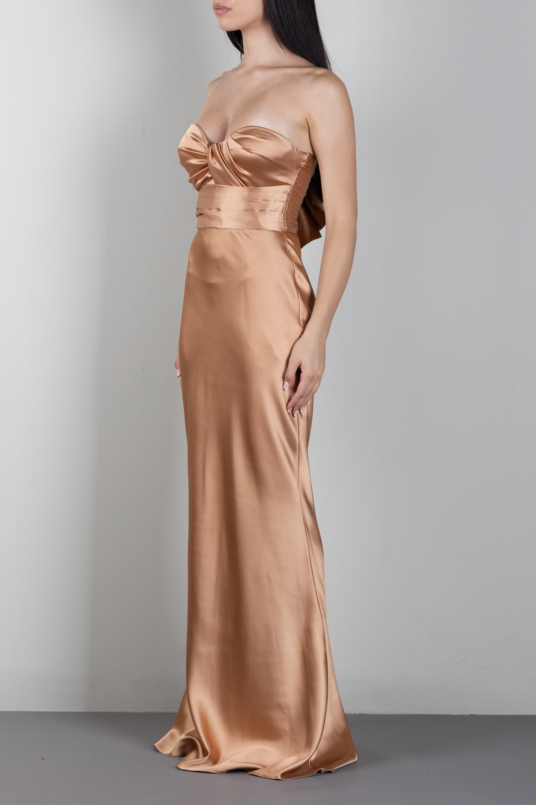 Elisabetta Franchi Abito Red Carpet In Raso con Drappeggi ABR1267E2 SUEDE