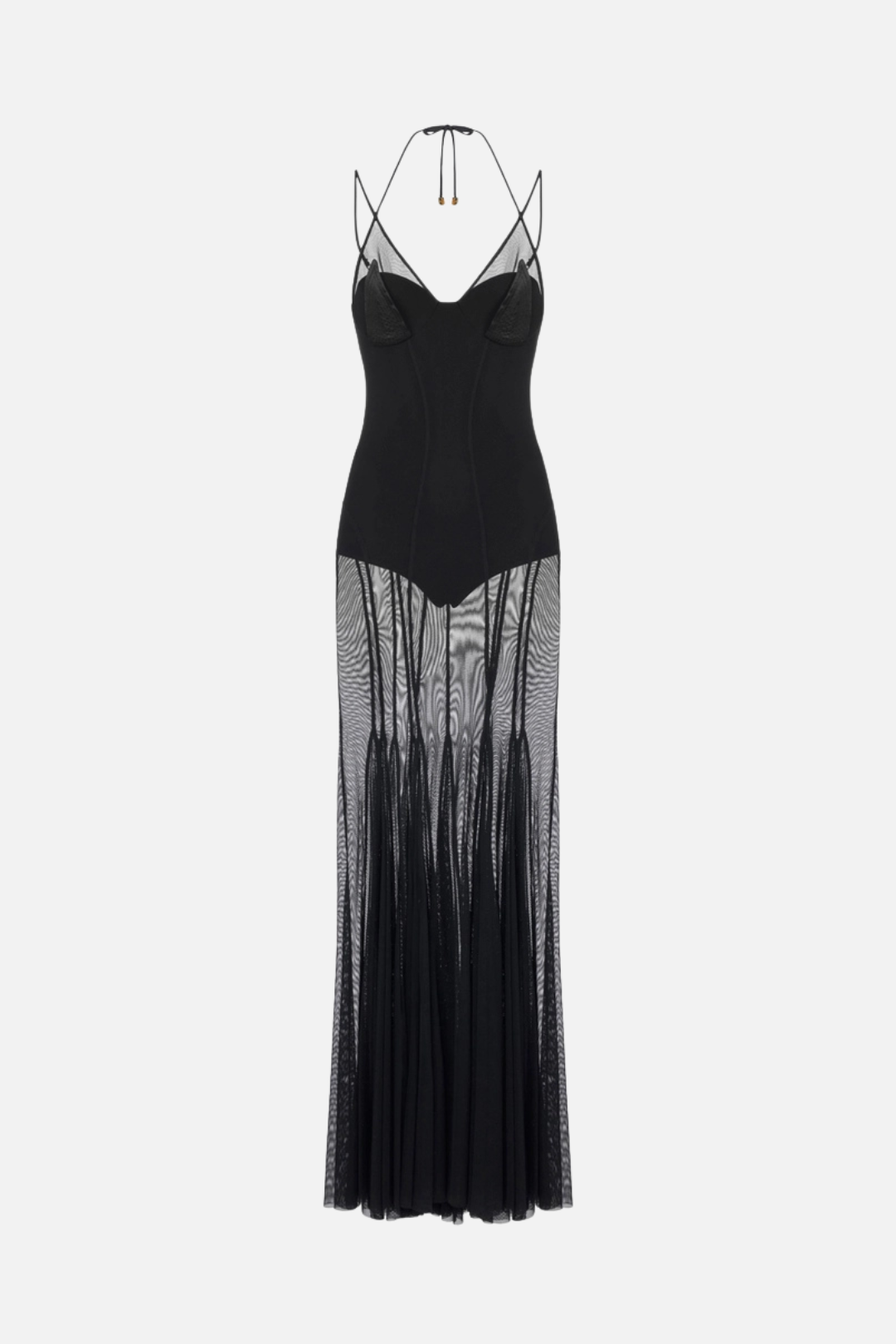 Elisabetta Franchi Abito Red Carpet In Tulle e Raso ABR1466E2 NERO