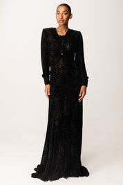 Elisabetta Franchi Abito Red Carpet In Velluto Dévoré ABR4557E2 NERO