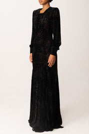 Elisabetta Franchi Abito Red Carpet In Velluto Dévoré ABR4557E2 NERO