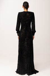 Elisabetta Franchi Abito Red Carpet In Velluto Dévoré ABR4557E2 NERO