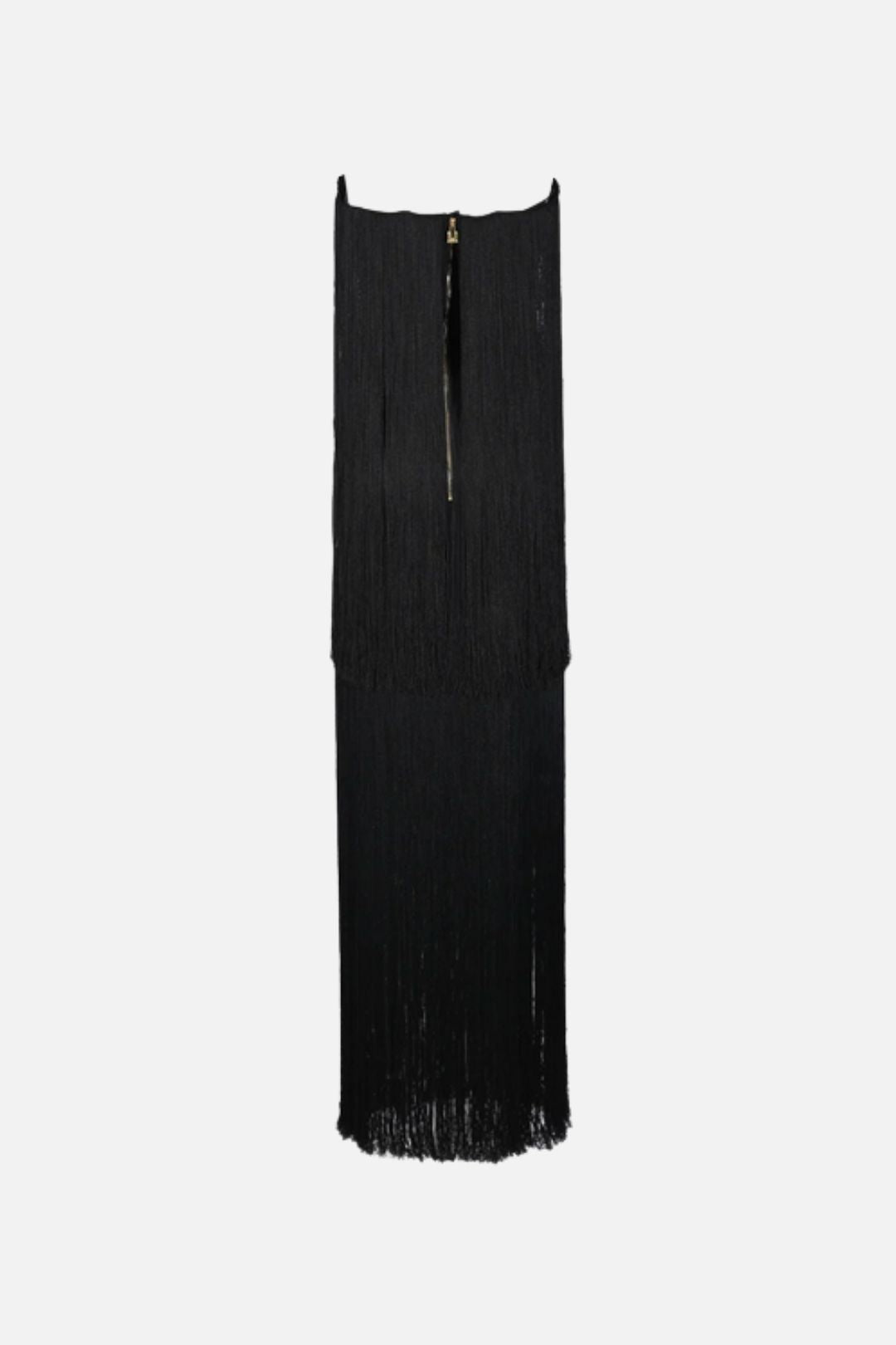 Elisabetta Franchi Abito Red Carpet Lungo con Frange ABR2667E2 NERO